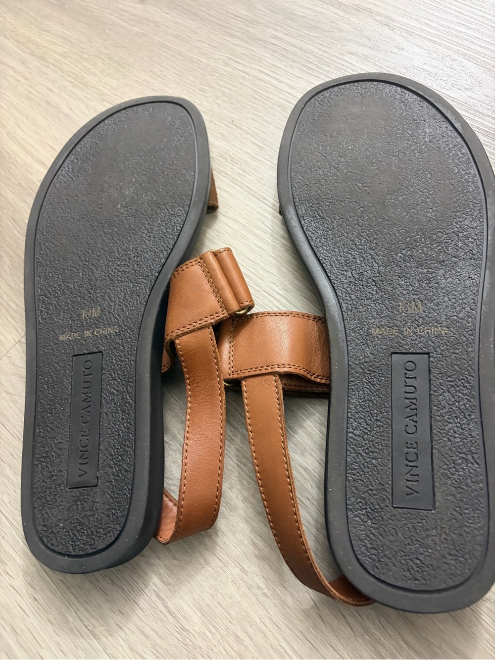 Vince Camuto Men's Tan/Brown Leather & Suede Double-Strap Sandals - Picture 6 of 7
